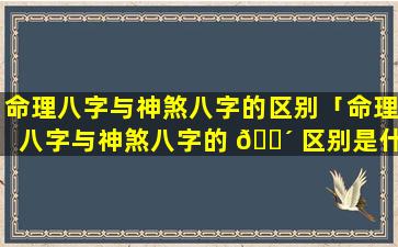 命理八字与神煞八字的区别「命理八字与神煞八字的 🌴 区别是什 🐳 么」